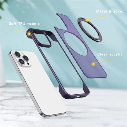 For iPhone 15 Pro Phone Case TPU+Acrylic Frameless Shockproof Cover