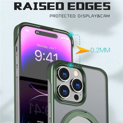 For iPhone 14 Pro Max Case TPU+Acrylic Frameless Shell Cover with Metal Kickstand