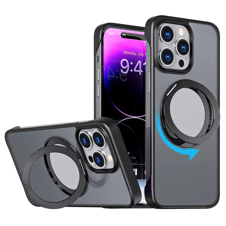 For iPhone 14 Pro Case Magnetic TPU+Acrylic Phone Back Shell with Metal Bracket