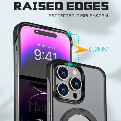 For iPhone 14 Pro Case Magnetic TPU+Acrylic Phone Back Shell with Metal Bracket