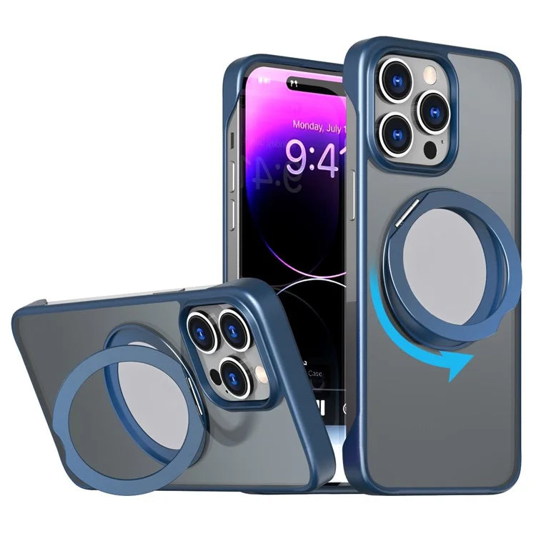 For iPhone 14 Pro Case Magnetic TPU+Acrylic Phone Back Shell with Metal Bracket
