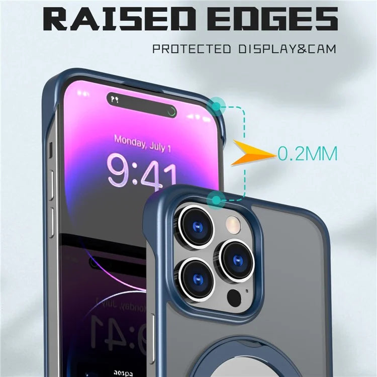 For iPhone 14 Pro Case Magnetic TPU+Acrylic Phone Back Shell with Metal Bracket