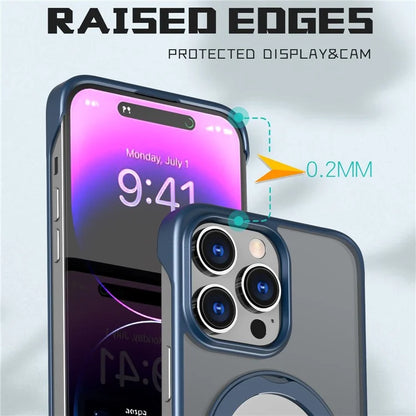 For iPhone 14 Pro Case Magnetic TPU+Acrylic Phone Back Shell with Metal Bracket
