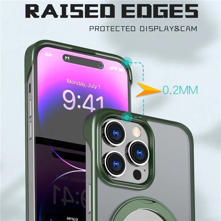 For iPhone 14 Pro Case Magnetic TPU+Acrylic Phone Back Shell with Metal Bracket