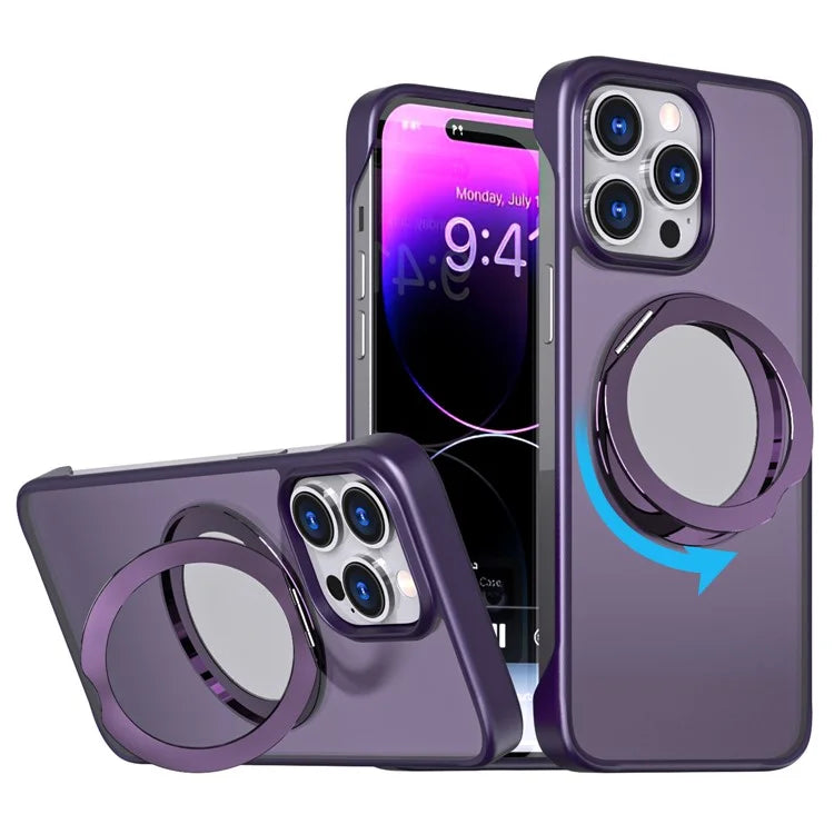 For iPhone 14 Pro Case Magnetic TPU+Acrylic Phone Back Shell with Metal Bracket