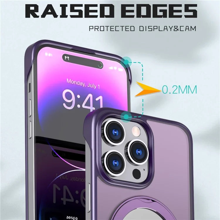 For iPhone 14 Pro Case Magnetic TPU+Acrylic Phone Back Shell with Metal Bracket
