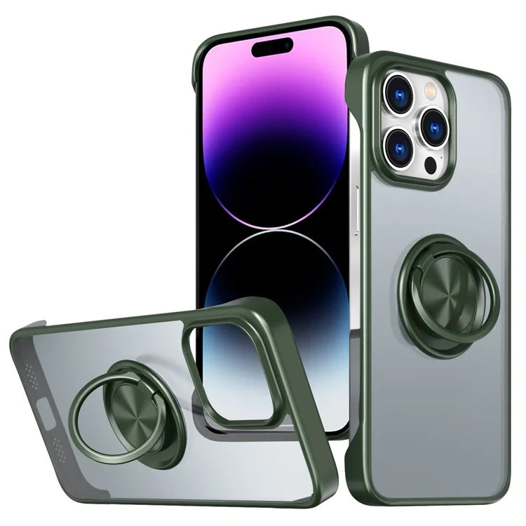 For iPhone 14 Pro Case Ring Kickstand Ultra-Thin Frameless Phone Cover