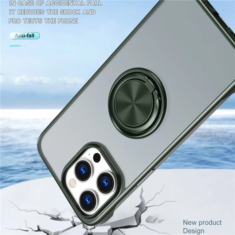 For iPhone 14 Pro Case Ring Kickstand Ultra-Thin Frameless Phone Cover