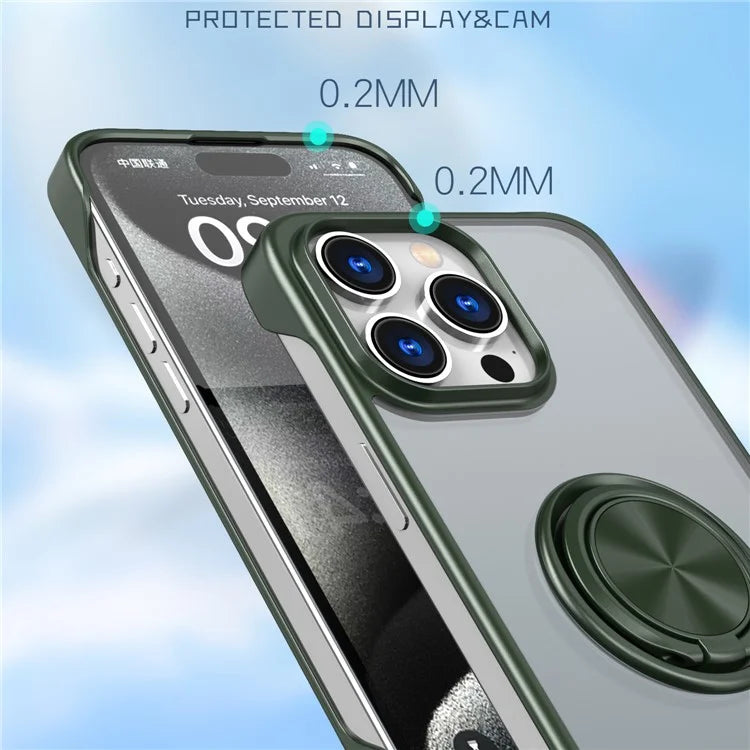 For iPhone 14 Pro Case Ring Kickstand Ultra-Thin Frameless Phone Cover