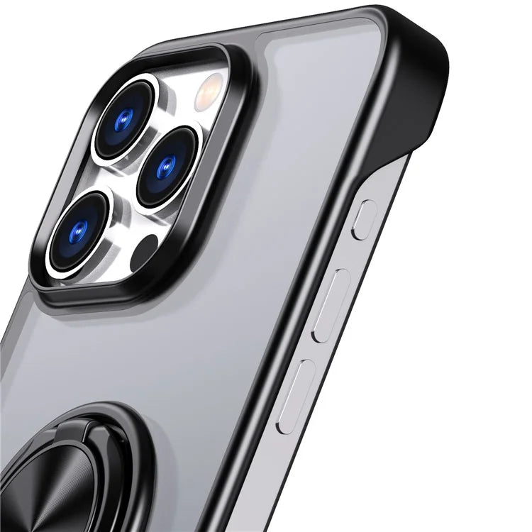 For iPhone 14 Pro Case Ring Kickstand Ultra-Thin Frameless Phone Cover