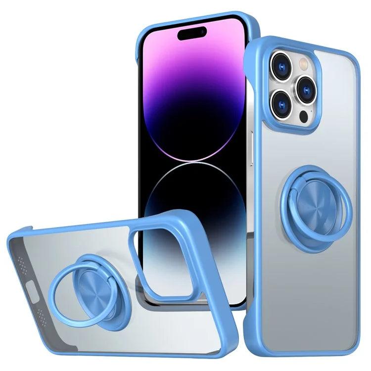 For iPhone 14 Pro Case Ring Kickstand Ultra-Thin Frameless Phone Cover