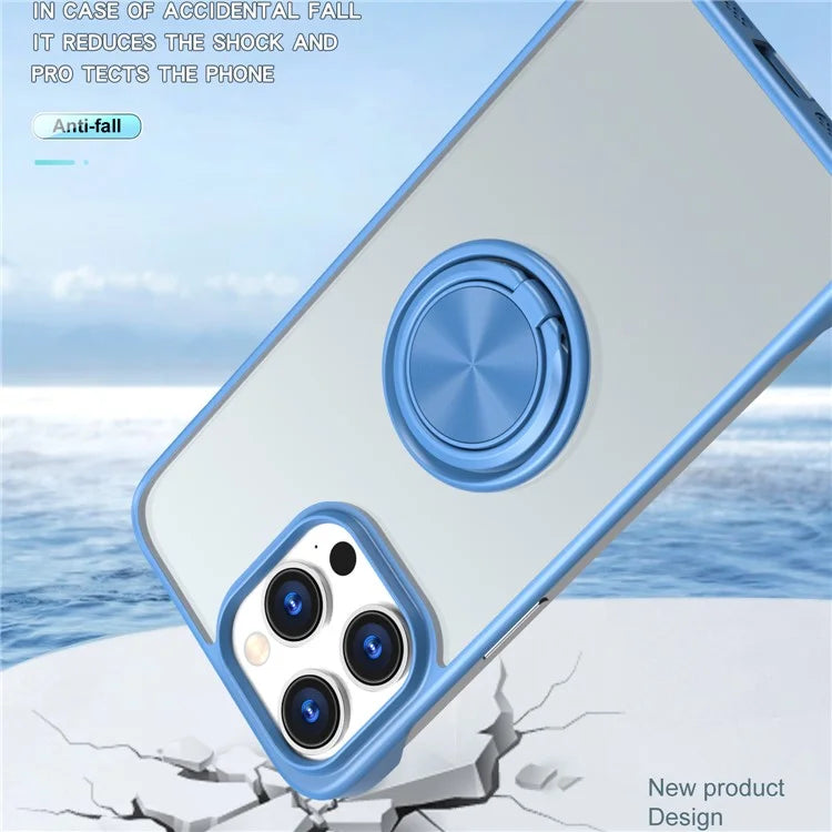 For iPhone 14 Pro Case Ring Kickstand Ultra-Thin Frameless Phone Cover