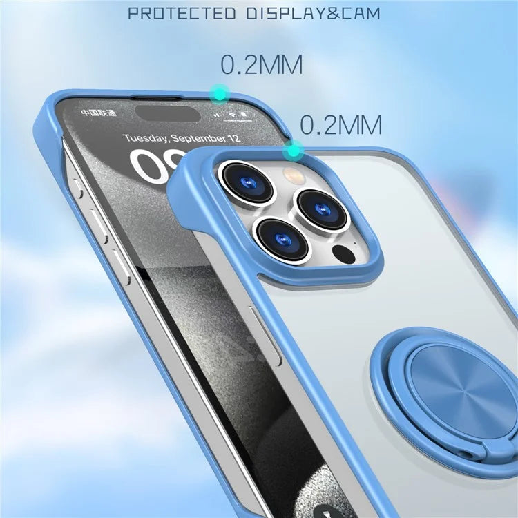 For iPhone 14 Pro Case Ring Kickstand Ultra-Thin Frameless Phone Cover
