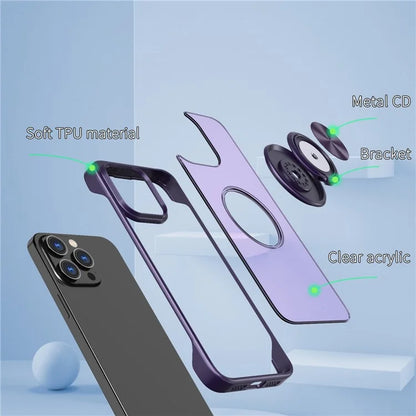 For iPhone 14 Pro Case Ring Kickstand Ultra-Thin Frameless Phone Cover