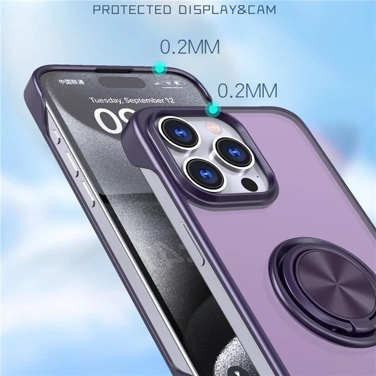 For iPhone 14 Pro Case Ring Kickstand Ultra-Thin Frameless Phone Cover