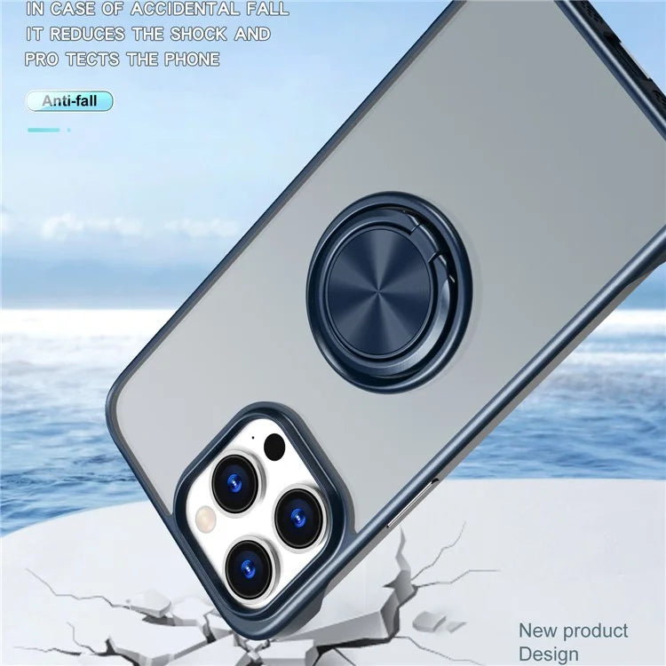 For iPhone 14 Pro Max Case Borderless Design Ring Kickstand Phone Cover