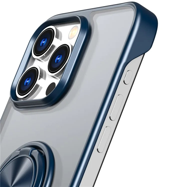 For iPhone 14 Pro Max Case Borderless Design Ring Kickstand Phone Cover