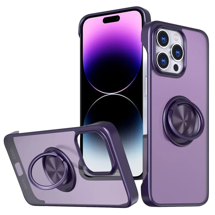 For iPhone 14 Pro Max Case Borderless Design Ring Kickstand Phone Cover