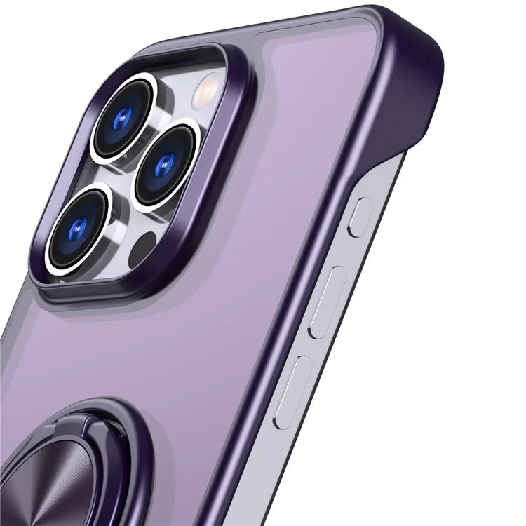 For iPhone 14 Pro Max Case Borderless Design Ring Kickstand Phone Cover