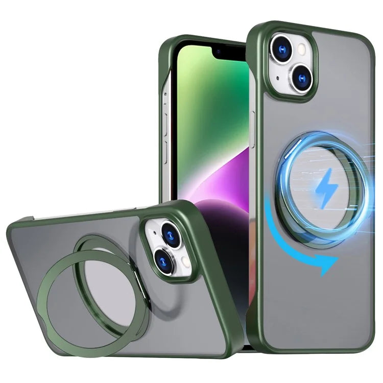 For iPhone 14 Case Kickstand Frameless Phone Cover Compatible with MagSafe