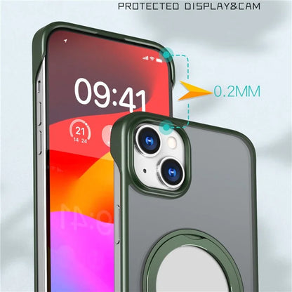 For iPhone 14 Case Kickstand Frameless Phone Cover Compatible with MagSafe