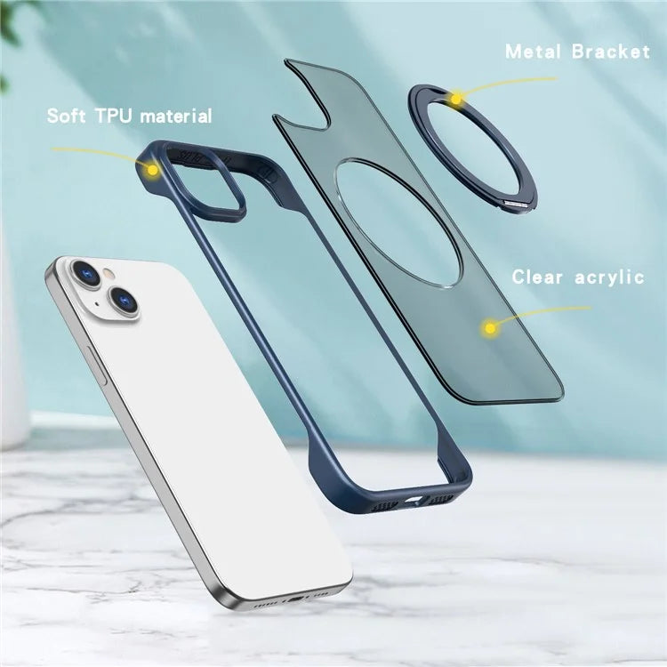 For iPhone 14 Case Kickstand Frameless Phone Cover Compatible with MagSafe