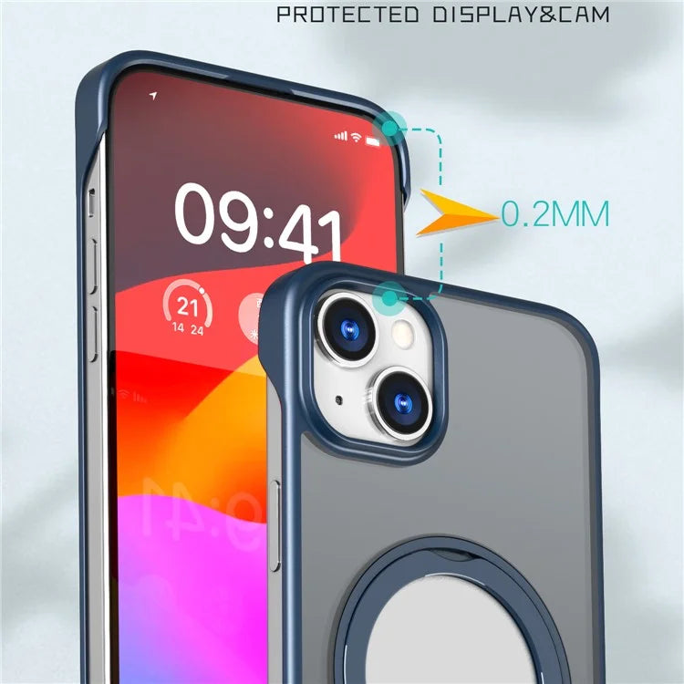 For iPhone 14 Case Kickstand Frameless Phone Cover Compatible with MagSafe
