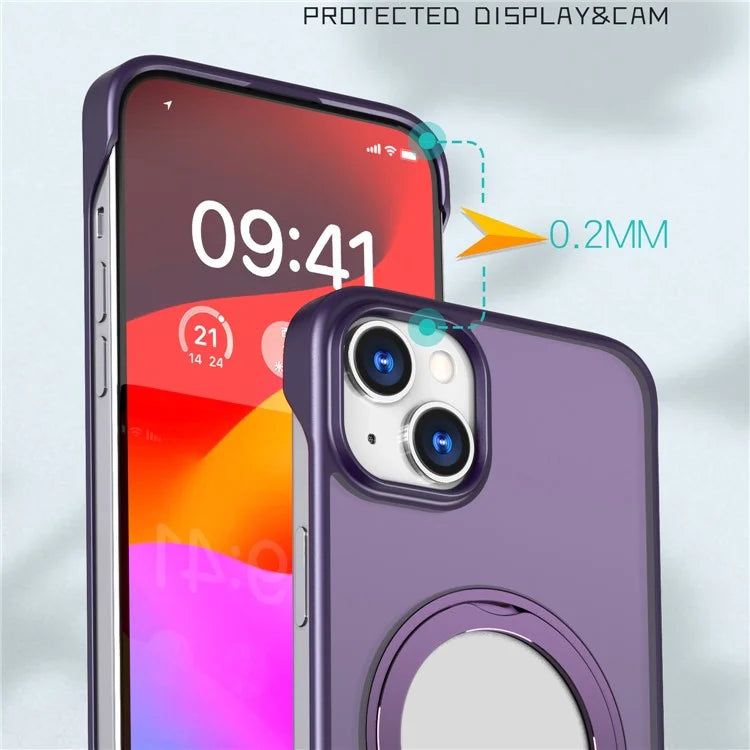 For iPhone 14 Case Kickstand Frameless Phone Cover Compatible with MagSafe