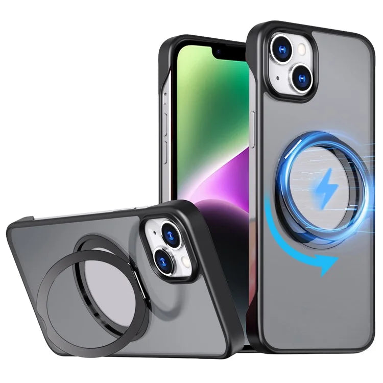 For iPhone 14 Case Kickstand Frameless Phone Cover Compatible with MagSafe