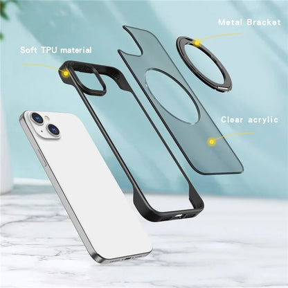 For iPhone 14 Case Kickstand Frameless Phone Cover Compatible with MagSafe