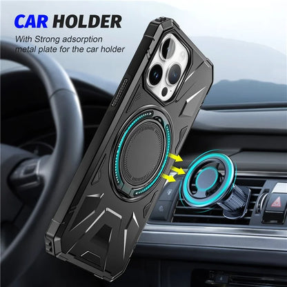For iPhone 12 Pro Max 6.7 inch Case Magnetic Anti-fall TPU+PC Kickstand Protective Back Shell