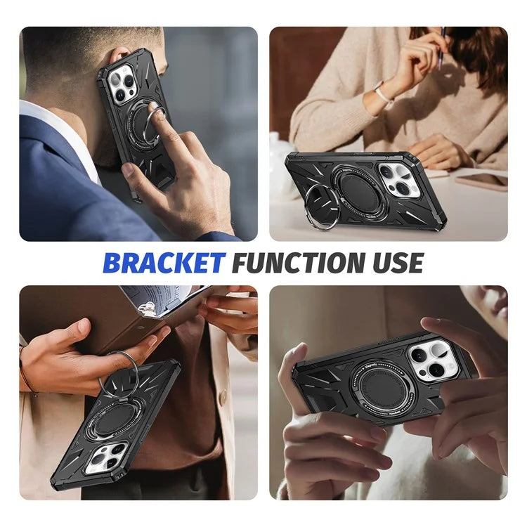 For iPhone 12 Pro Max 6.7 inch Case Magnetic Anti-fall TPU+PC Kickstand Protective Back Shell