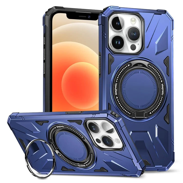 For iPhone 12 Pro Max 6.7 inch Case Magnetic Anti-fall TPU+PC Kickstand Protective Back Shell