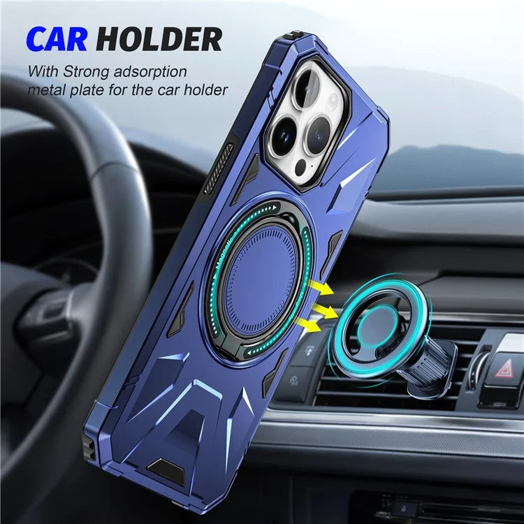 For iPhone 12 Pro Max 6.7 inch Case Magnetic Anti-fall TPU+PC Kickstand Protective Back Shell