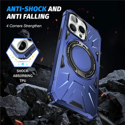 For iPhone 12 Pro Max 6.7 inch Case Magnetic Anti-fall TPU+PC Kickstand Protective Back Shell