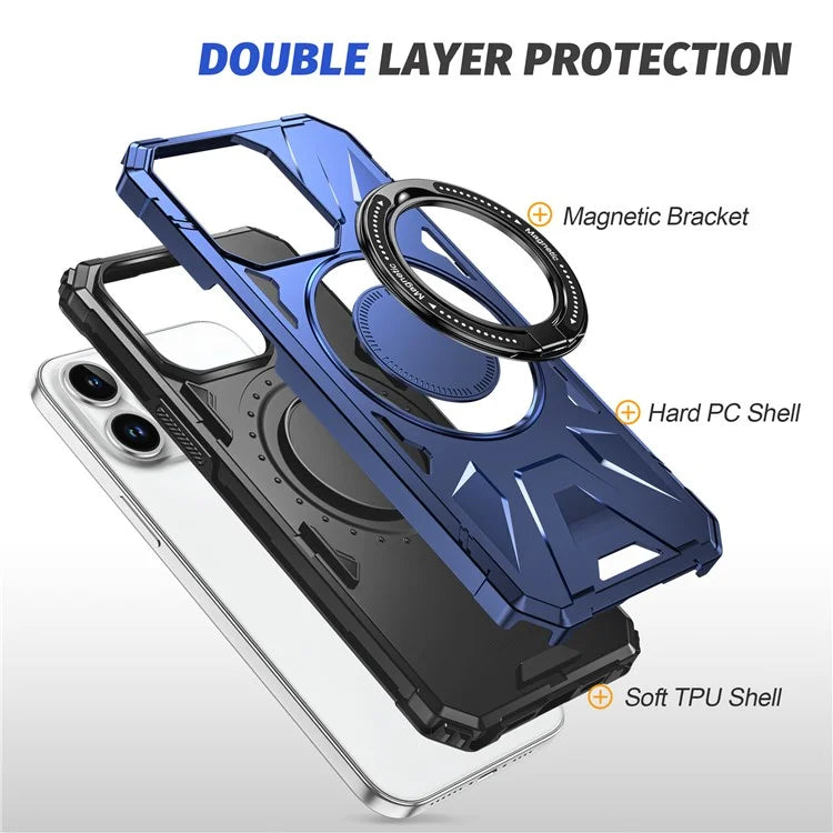 For iPhone 12 Pro Max 6.7 inch Case Magnetic Anti-fall TPU+PC Kickstand Protective Back Shell