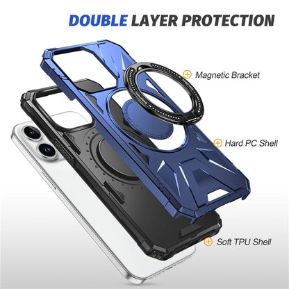 For iPhone 12 Pro Max 6.7 inch Case Magnetic Anti-fall TPU+PC Kickstand Protective Back Shell