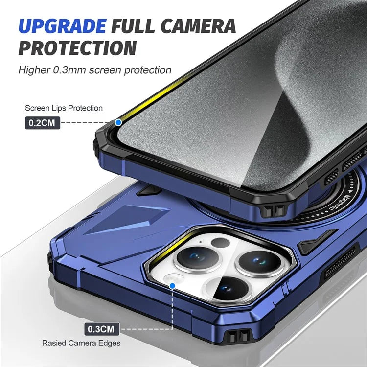 For iPhone 12 Pro Max 6.7 inch Case Magnetic Anti-fall TPU+PC Kickstand Protective Back Shell