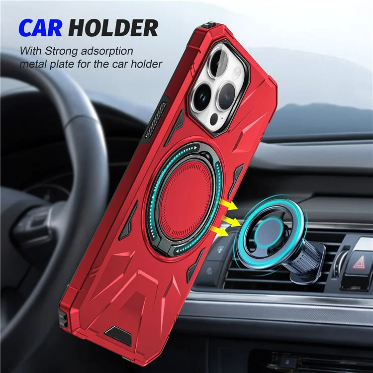 For iPhone 12 Pro Max 6.7 inch Case Magnetic Anti-fall TPU+PC Kickstand Protective Back Shell