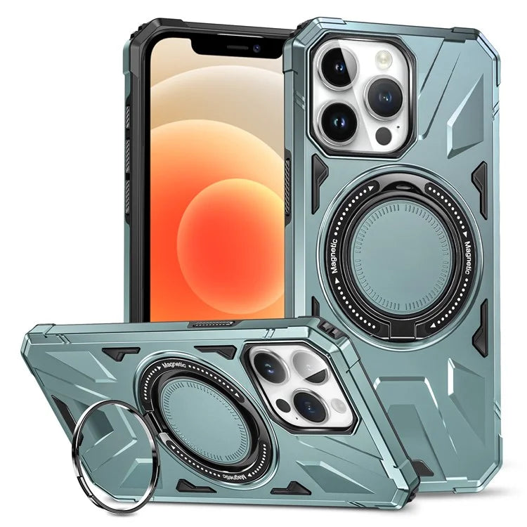 For iPhone 12 Pro Max 6.7 inch Case Magnetic Anti-fall TPU+PC Kickstand Protective Back Shell