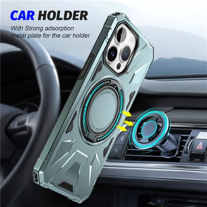 For iPhone 12 Pro Max 6.7 inch Case Magnetic Anti-fall TPU+PC Kickstand Protective Back Shell