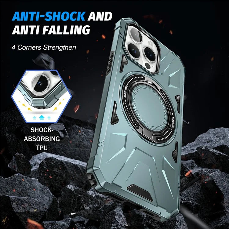 For iPhone 12 Pro Max 6.7 inch Case Magnetic Anti-fall TPU+PC Kickstand Protective Back Shell