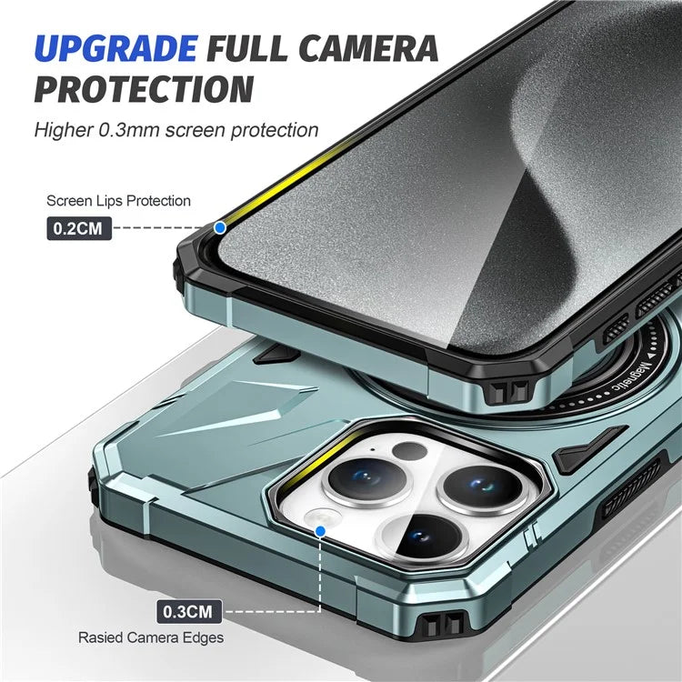 For iPhone 12 Pro Max 6.7 inch Case Magnetic Anti-fall TPU+PC Kickstand Protective Back Shell