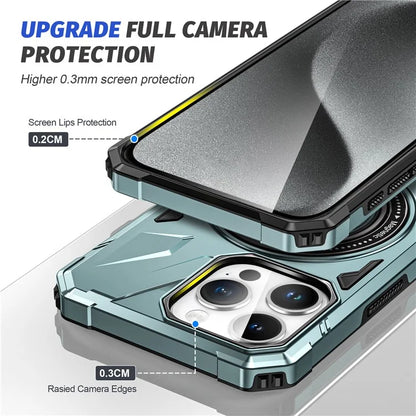 For iPhone 12 Pro Max 6.7 inch Case Magnetic Anti-fall TPU+PC Kickstand Protective Back Shell