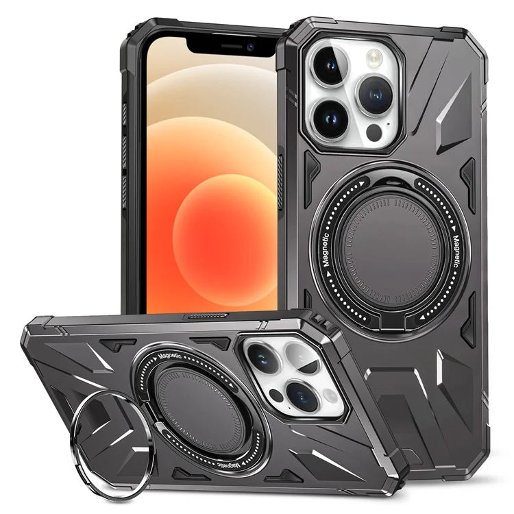 For iPhone 12 Pro Max 6.7 inch Case Magnetic Anti-fall TPU+PC Kickstand Protective Back Shell