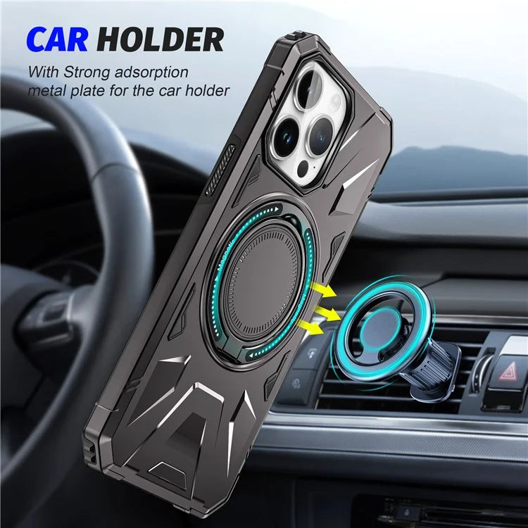 For iPhone 12 Pro Max 6.7 inch Case Magnetic Anti-fall TPU+PC Kickstand Protective Back Shell