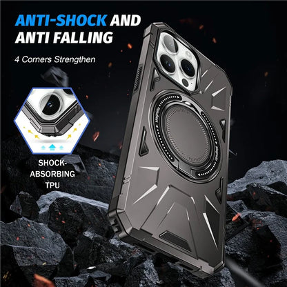 For iPhone 12 Pro Max 6.7 inch Case Magnetic Anti-fall TPU+PC Kickstand Protective Back Shell