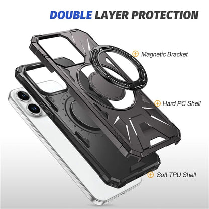 For iPhone 12 Pro Max 6.7 inch Case Magnetic Anti-fall TPU+PC Kickstand Protective Back Shell