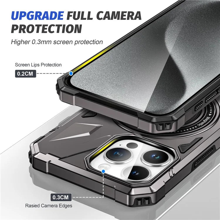 For iPhone 12 Pro Max 6.7 inch Case Magnetic Anti-fall TPU+PC Kickstand Protective Back Shell