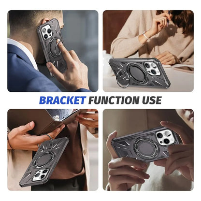 For iPhone 12 Pro Max 6.7 inch Case Magnetic Anti-fall TPU+PC Kickstand Protective Back Shell